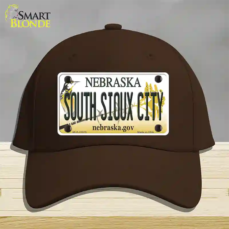 South Sioux City Nebraska Novelty License Plate Hat Cotton / Dark Brown