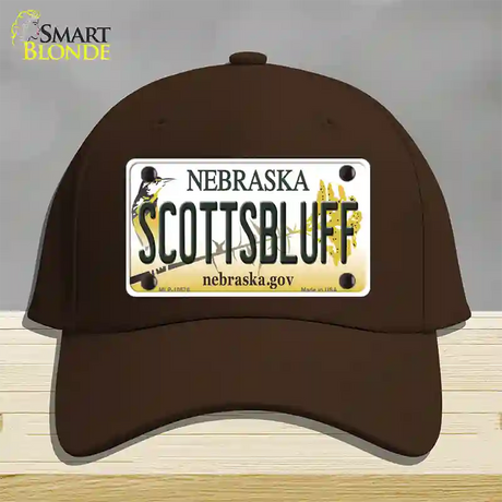 Scottsbluff Nebraska Novelty License Plate Hat Cotton / Dark Brown