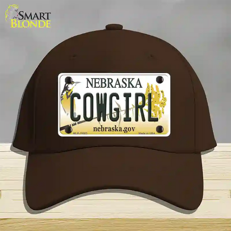 Cowgirl Nebraska Novelty License Plate Hat Cotton / Dark Brown