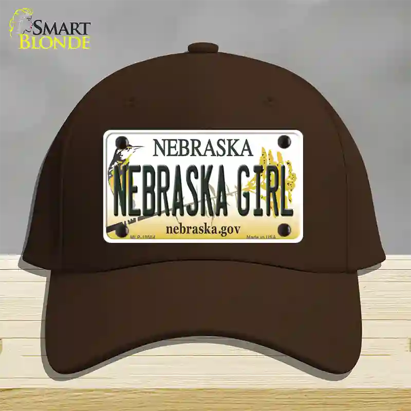 Nebraska Girl Novelty License Plate Hat Cotton / Dark Brown