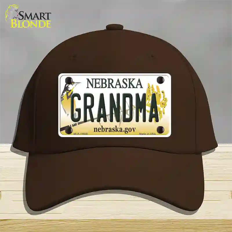 Grandma Nebraska Novelty License Plate Hat Cotton / Dark Brown