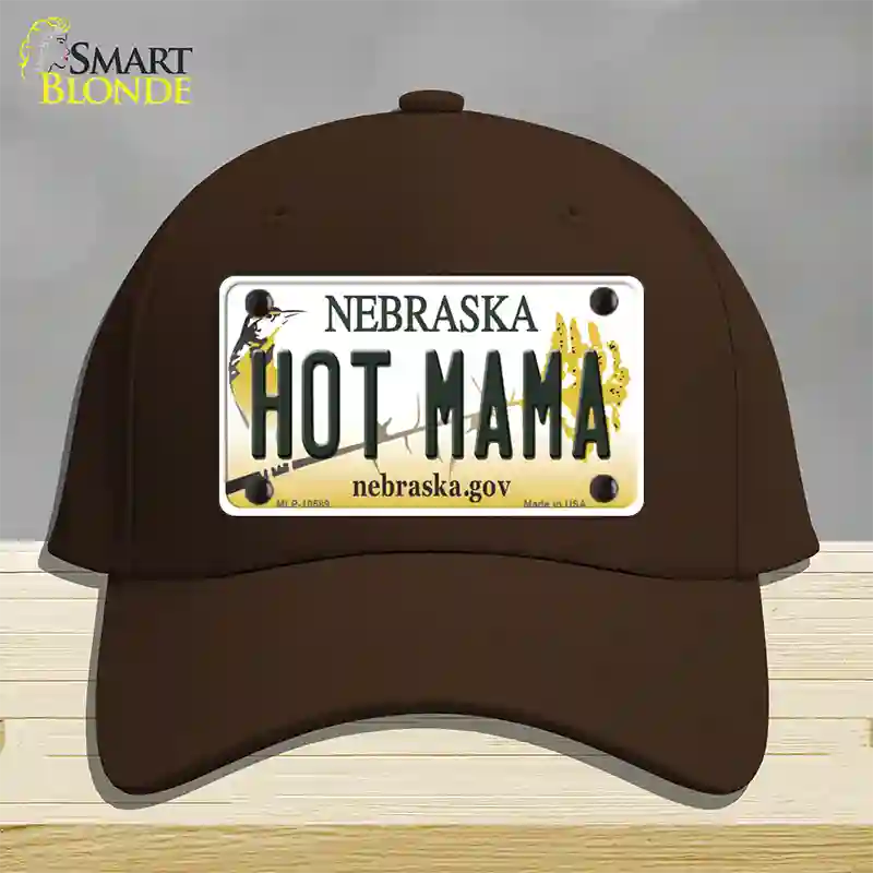 Hot Mama Nebraska Novelty License Plate Hat Cotton / Dark Brown