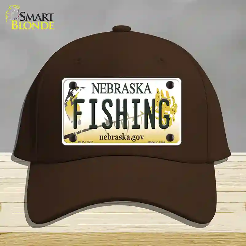 Fishing Nebraska Novelty License Plate Hat Cotton / Dark Brown