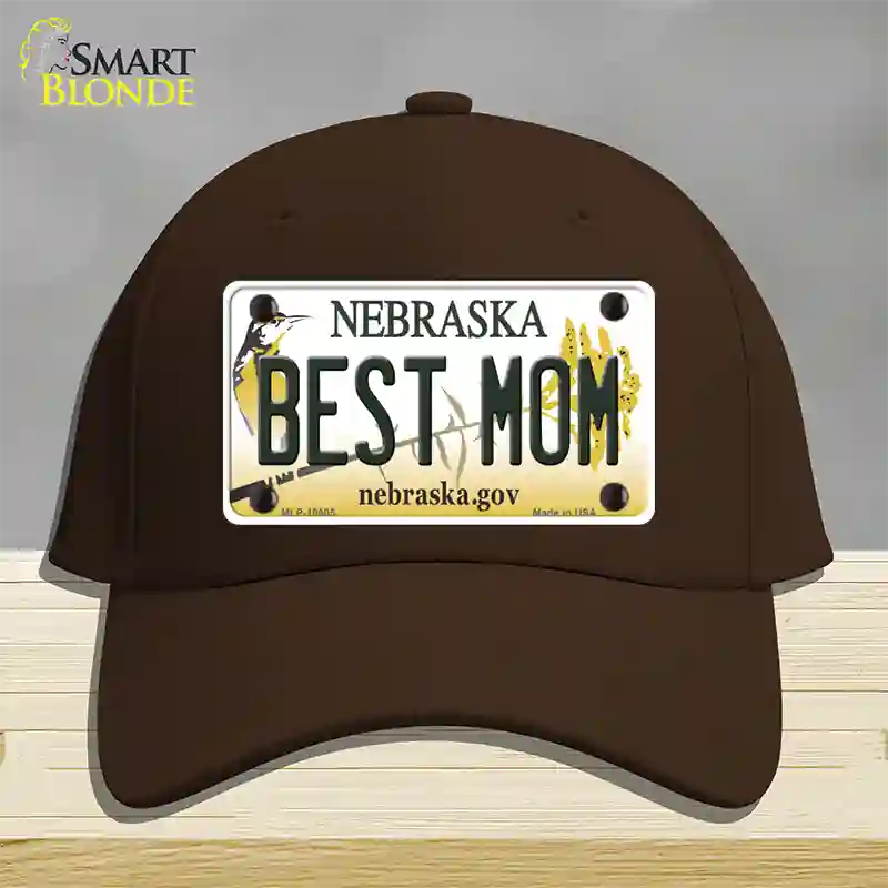 Best Mom Nebraska Novelty License Plate Hat Cotton / Dark Brown