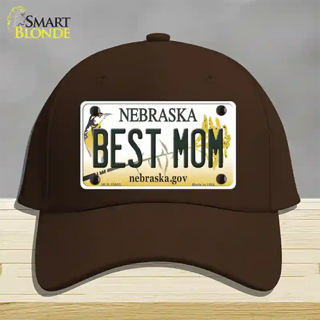 Best Mom Nebraska Novelty License Plate Hat Cotton / Dark Brown