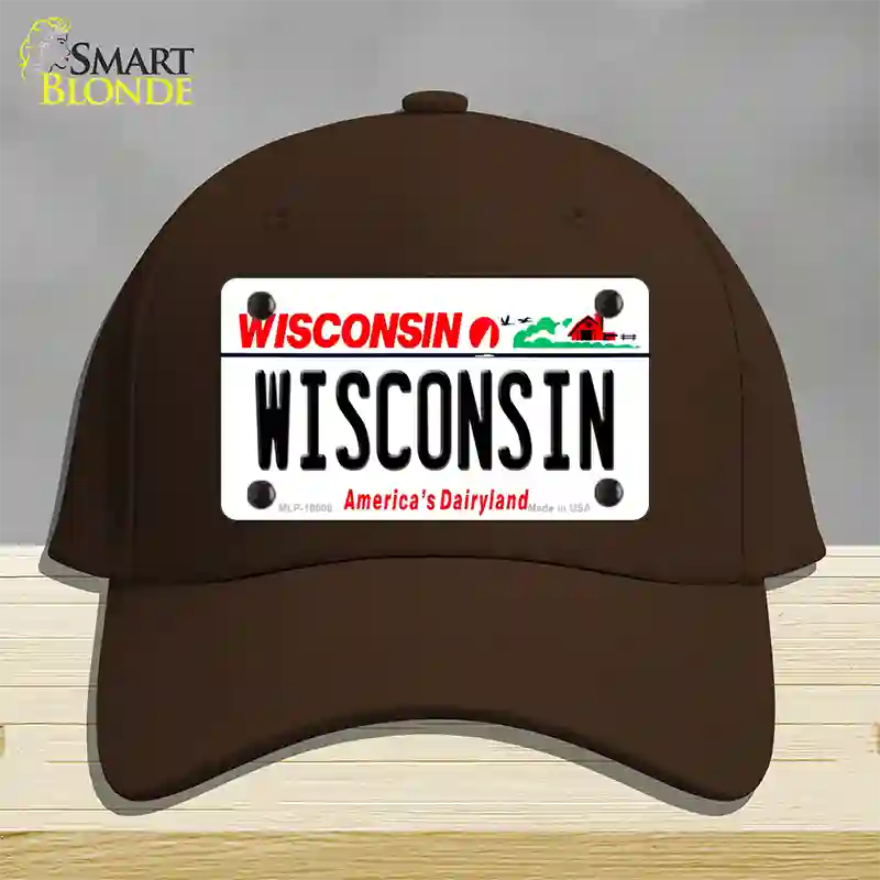 Wisconsin Dairyland Novelty License Plate Hat Cotton / Dark Brown