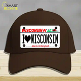 I Love Wisconsin Novelty License Plate Hat Cotton / Dark Brown