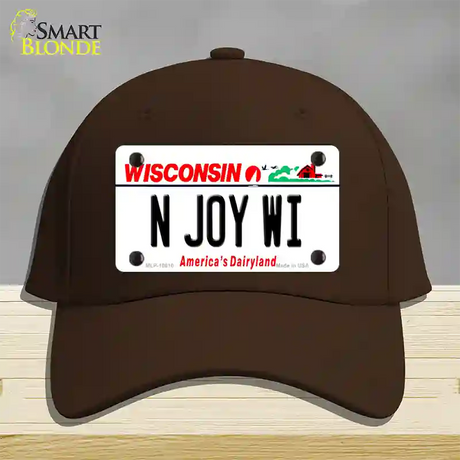 N Joy WI Wisconsin Novelty License Plate Hat Cotton / Dark Brown