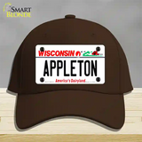 Appleton Wisconsin Novelty License Plate Hat Cotton / Dark Brown