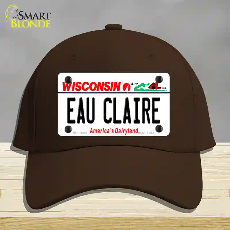 Eau Claire Wisconsin Novelty License Plate Hat Cotton / Dark Brown