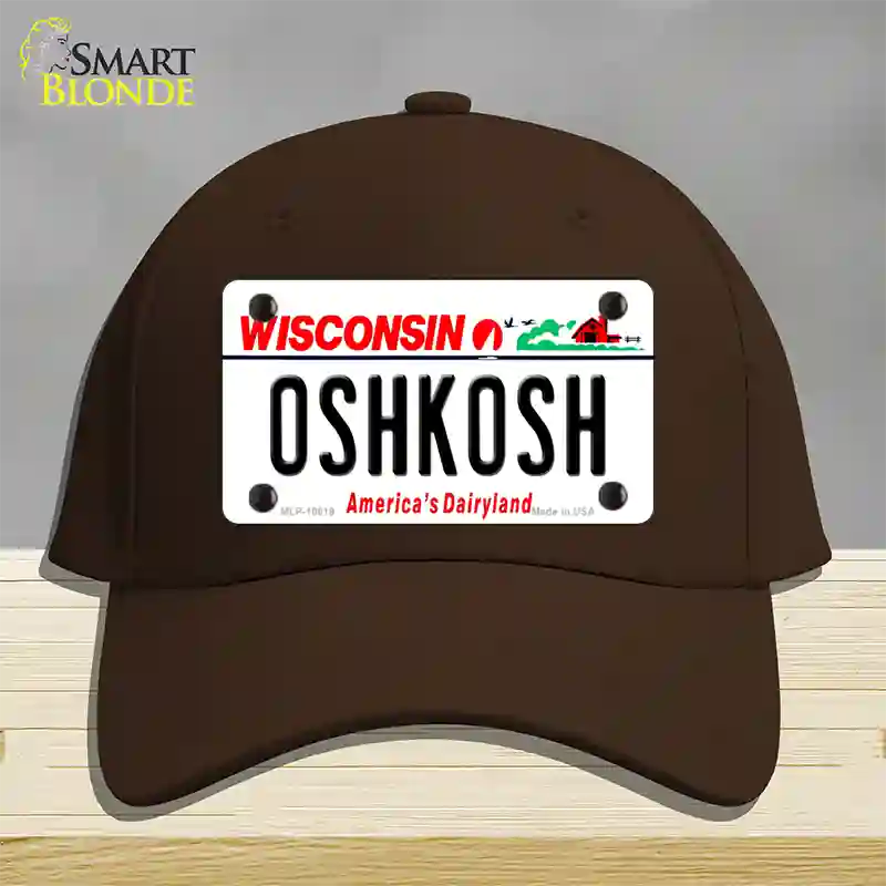 Oshkosh Wisconsin Novelty License Plate Hat Cotton / Dark Brown