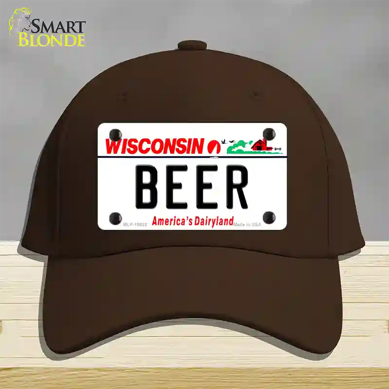 Beer Wisconsin Novelty License Plate Hat Cotton / Dark Brown