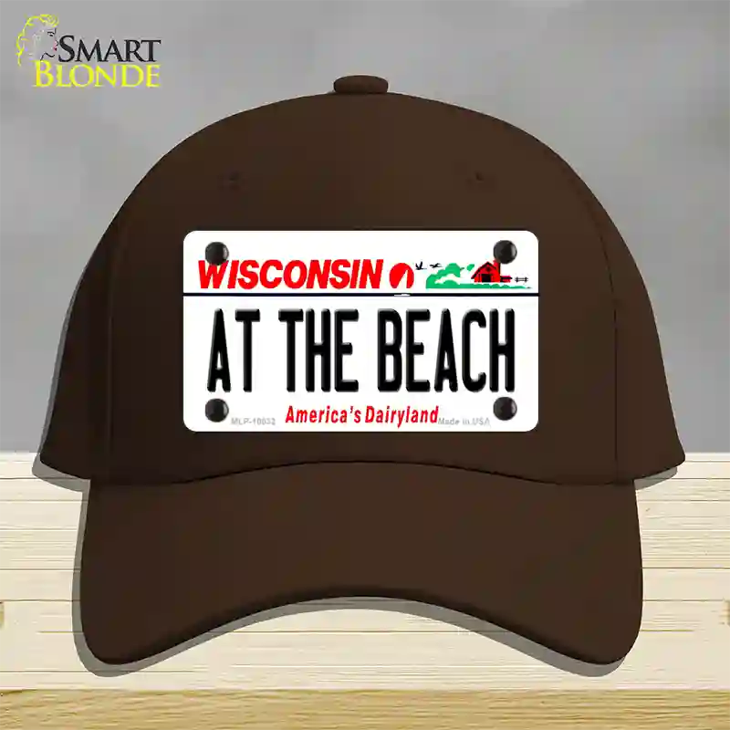 At The Beach Wisconsin Novelty License Plate Hat Cotton / Dark Brown