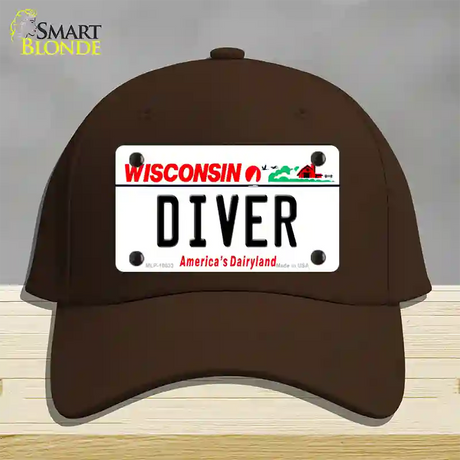 Diver Wisconsin Novelty License Plate Hat Cotton / Dark Brown