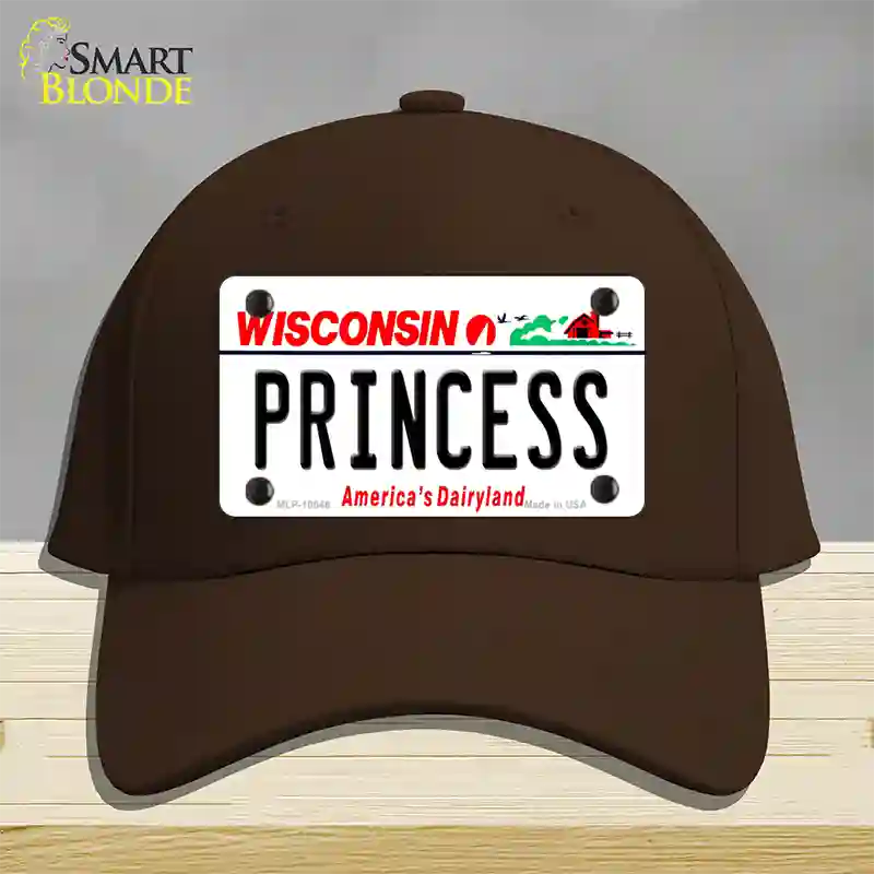 Princess Wisconsin Novelty License Plate Hat Cotton / Dark Brown