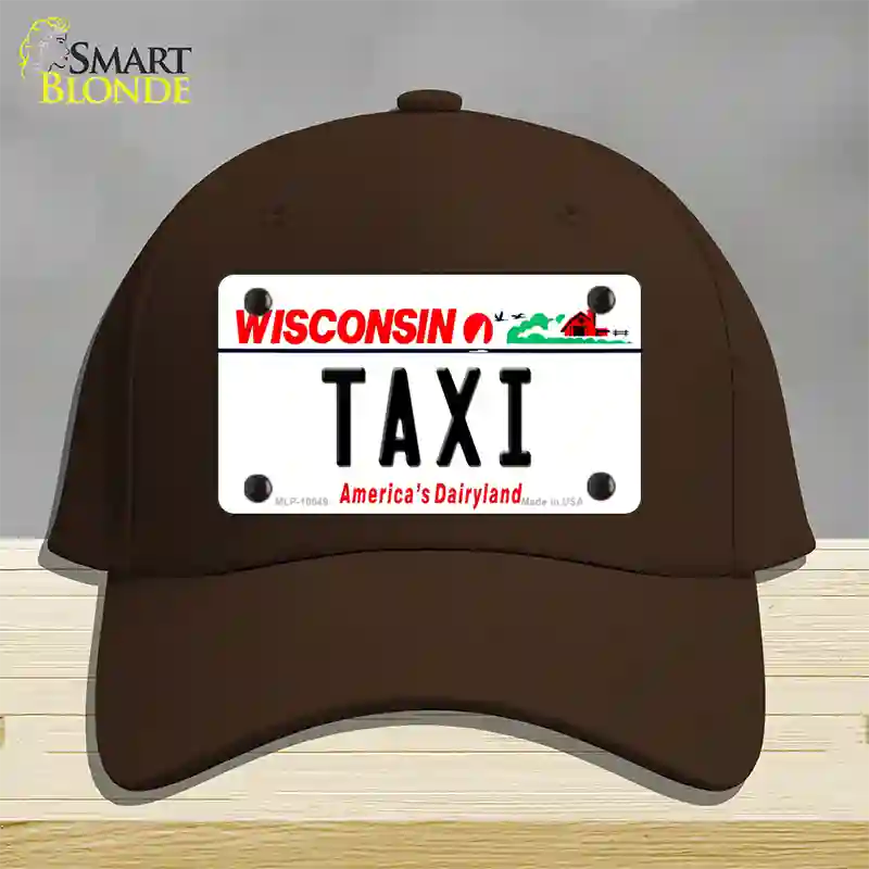 Taxi Wisconsin Novelty License Plate Hat Cotton / Dark Brown