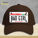 Bad Girl Wisconsin Novelty License Plate Hat Cotton / Dark Brown