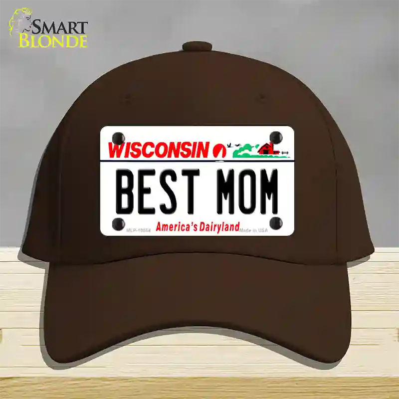 Best Mom Wisconsin Novelty License Plate Hat Cotton / Dark Brown