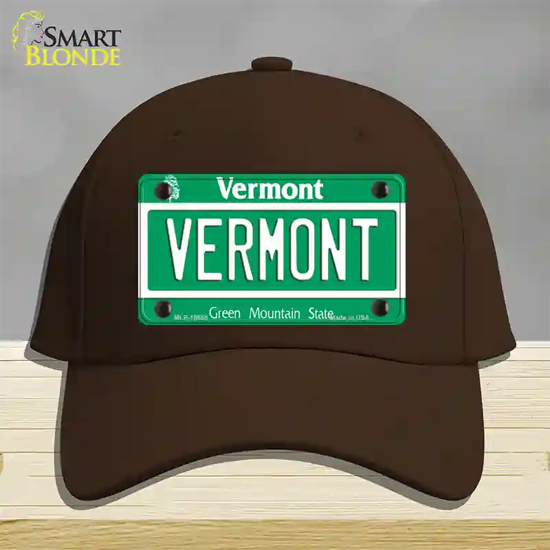 Vermont Green Mountain State Novelty License Plate Hat Cotton / Dark Brown