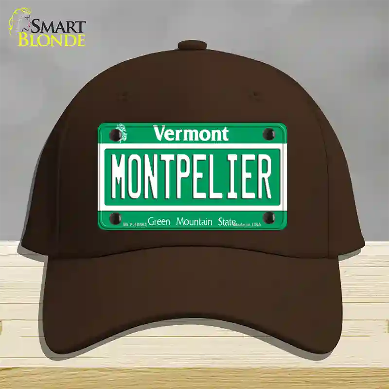 Montpelier Vermont Novelty License Plate Hat Cotton / Dark Brown