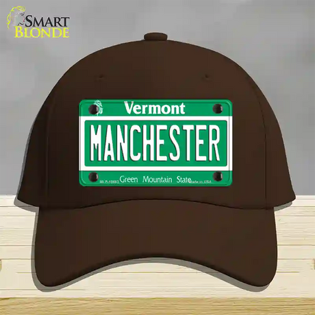 Manchester Vermont Novelty License Plate Hat Cotton / Dark Brown