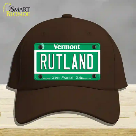 Rutland Vermont Novelty License Plate Hat Cotton / Dark Brown