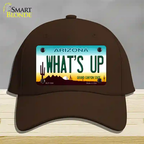 Whats Up Novelty License Plate Hat Cotton / Dark Brown