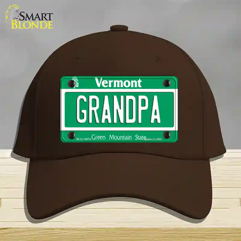 Grandpa Vermont Novelty License Plate Hat Cotton / Dark Brown