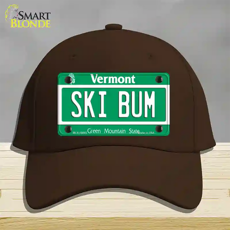 Ski Bum Vermont Novelty License Plate Hat Cotton / Dark Brown