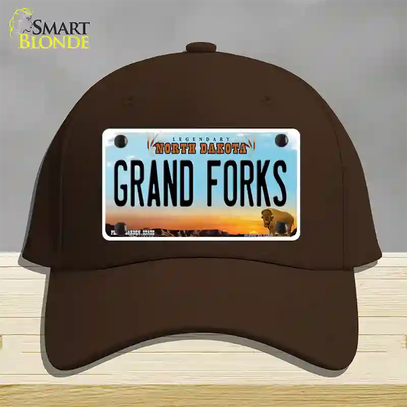 Grand Forks North Dakota Novelty License Plate Hat Cotton / Dark Brown