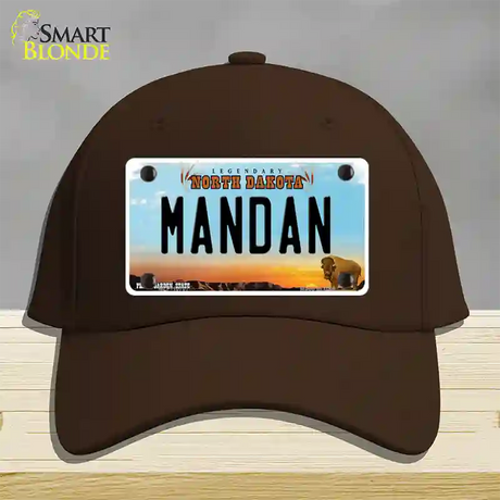 Mandan North Dakota Novelty License Plate Hat Cotton / Dark Brown