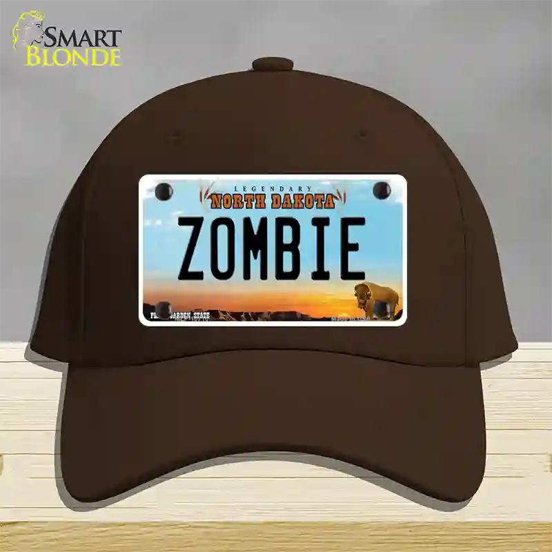 Zombie North Dakota Novelty License Plate Hat Cotton / Dark Brown