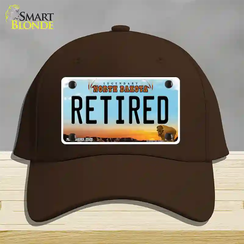 Retired North Dakota Novelty License Plate Hat Cotton / Dark Brown