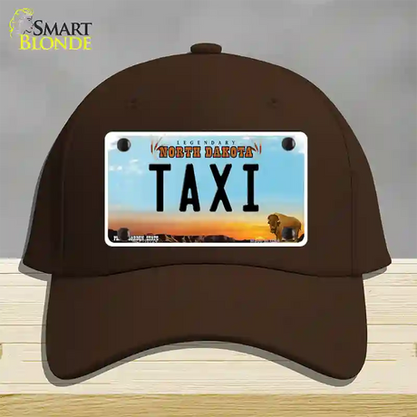 Taxi North Dakota Novelty License Plate Hat Cotton / Dark Brown