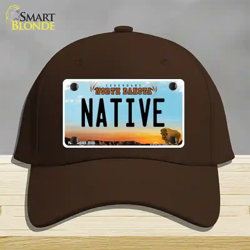 Native North Dakota Novelty License Plate Hat Cotton / Dark Brown