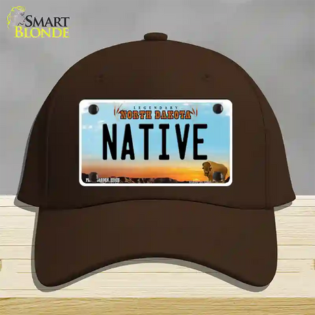 Native North Dakota Novelty License Plate Hat Cotton / Dark Brown