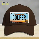 Golfer North Dakota Novelty License Plate Hat Cotton / Dark Brown