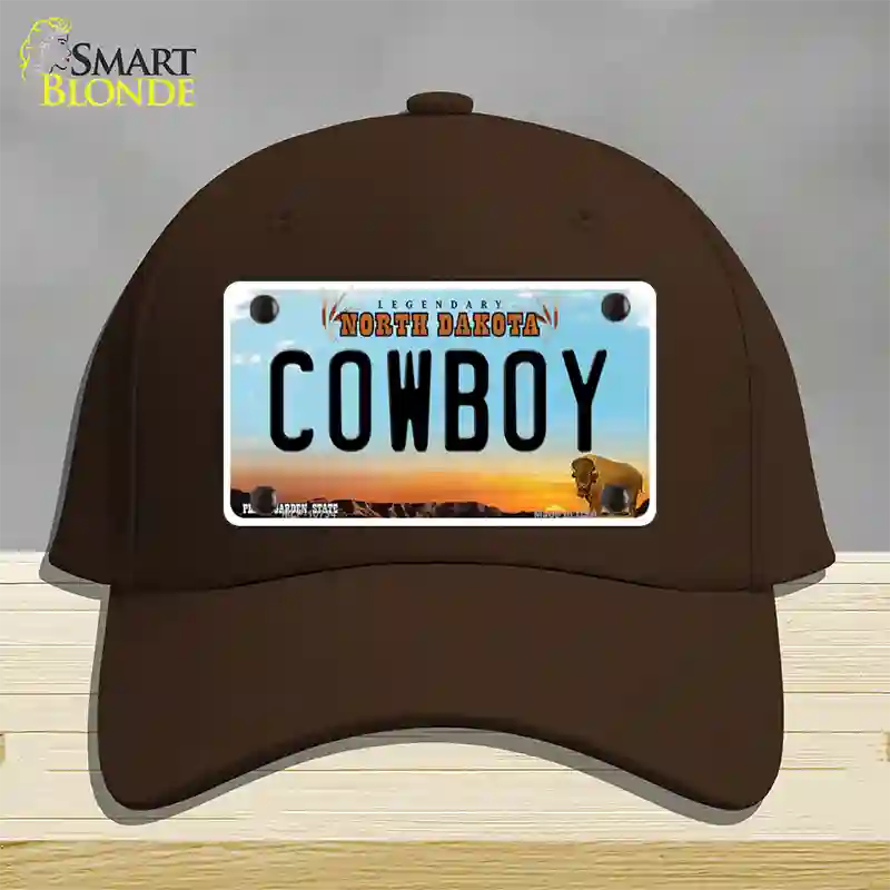 Cowboy North Dakota Novelty License Plate Hat Cotton / Dark Brown