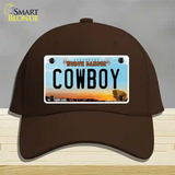 Cowboy North Dakota Novelty License Plate Hat Cotton / Dark Brown