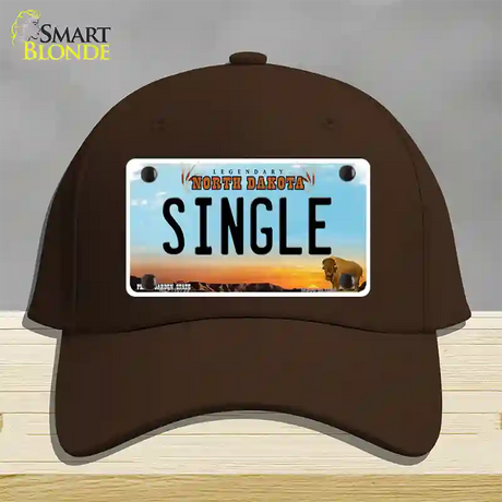 Single North Dakota Novelty License Plate Hat Cotton / Dark Brown