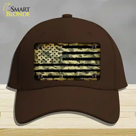 Camo American Flag Novelty License Plate Hat Cotton / Dark Brown