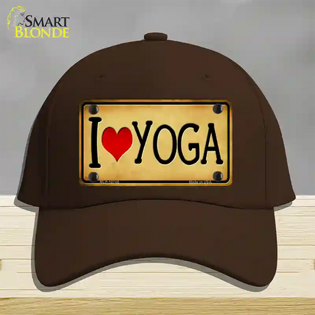 I Heart Yoga Novelty License Plate Hat Cotton / Dark Brown