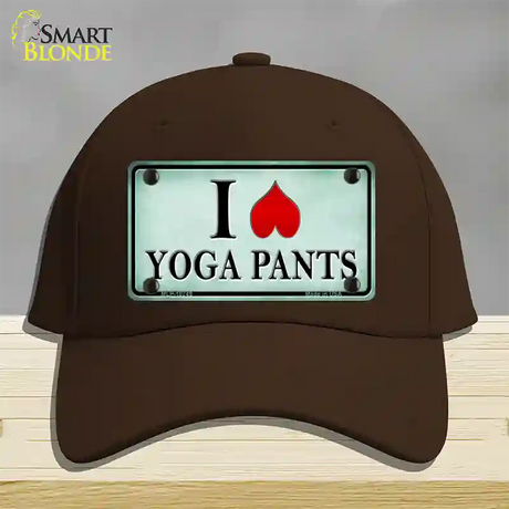 I Love Yoga Pants Novelty License Plate Hat Cotton / Dark Brown