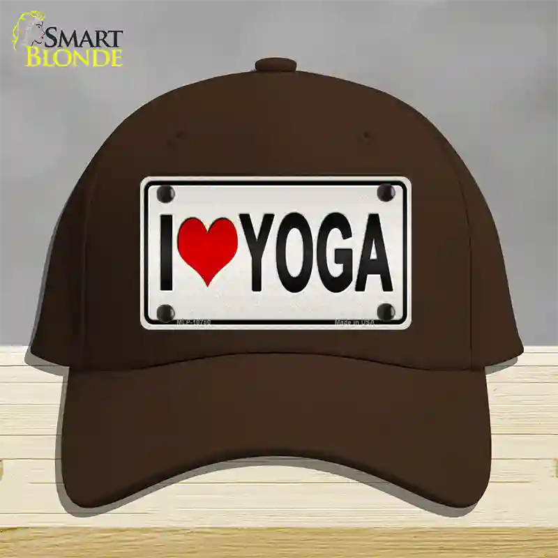 I Love Yoga Silver Novelty License Plate Hat Cotton / Dark Brown