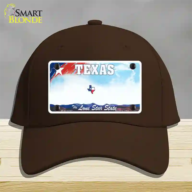 Texas New State Novelty License Plate Hat Cotton / Dark Brown