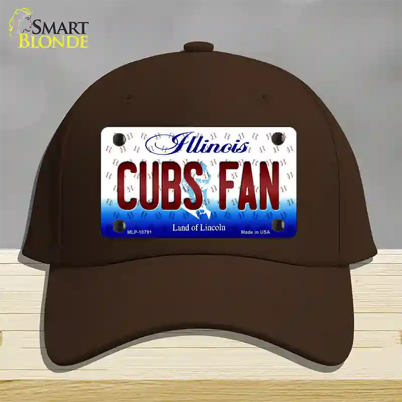 Cubs Fan Illinois Novelty License Plate Hat Cotton / Dark Brown