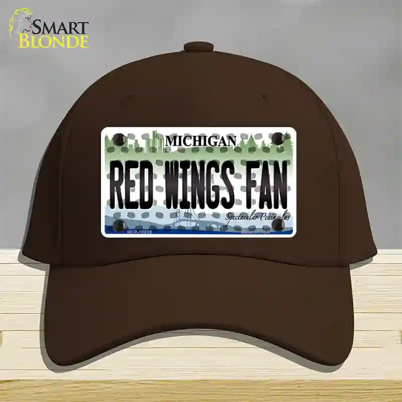 Red Wings Fan Michigan Novelty License Plate Hat Cotton / Dark Brown