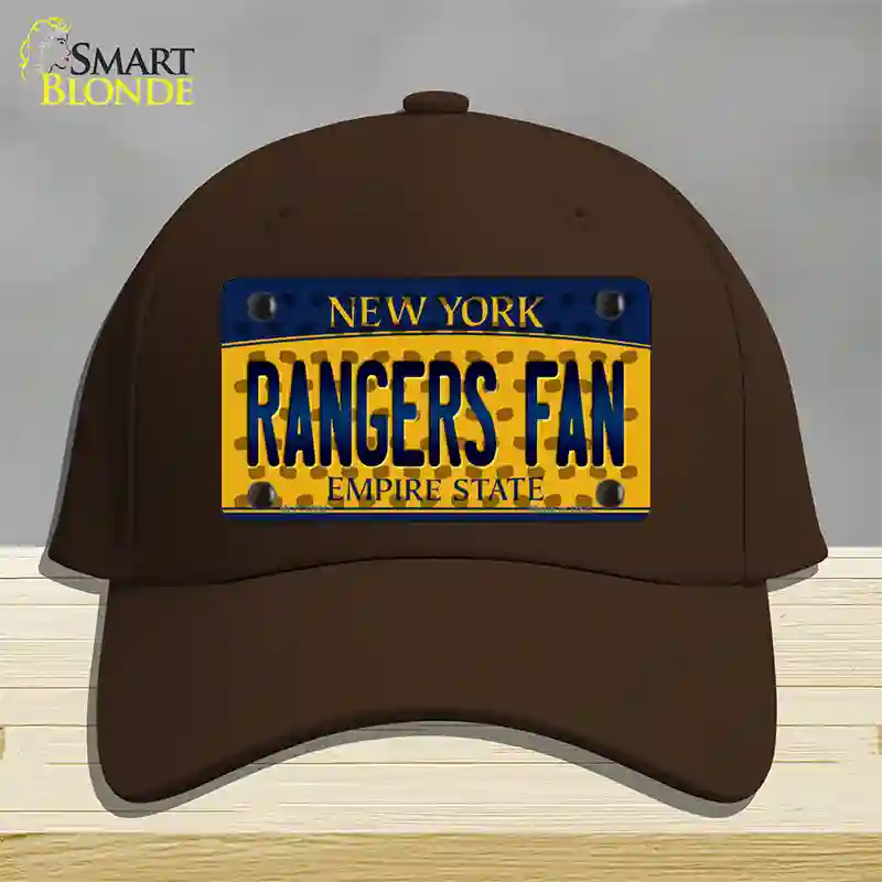 Rangers Fan New York Novelty License Plate Hat Cotton / Dark Brown