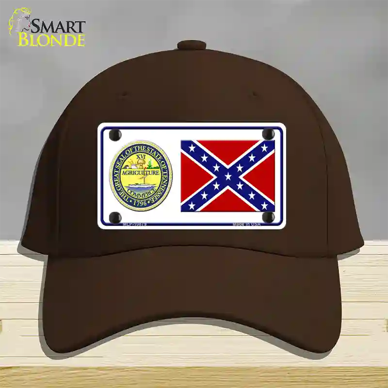 Confederate Flag Tennessee Seal Novelty License Plate Hat Cotton / Dark Brown