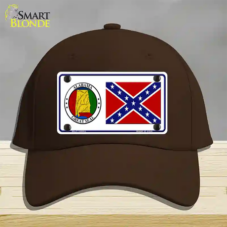 Confederate Flag Alabama Seal Novelty License Plate Hat Cotton / Dark Brown